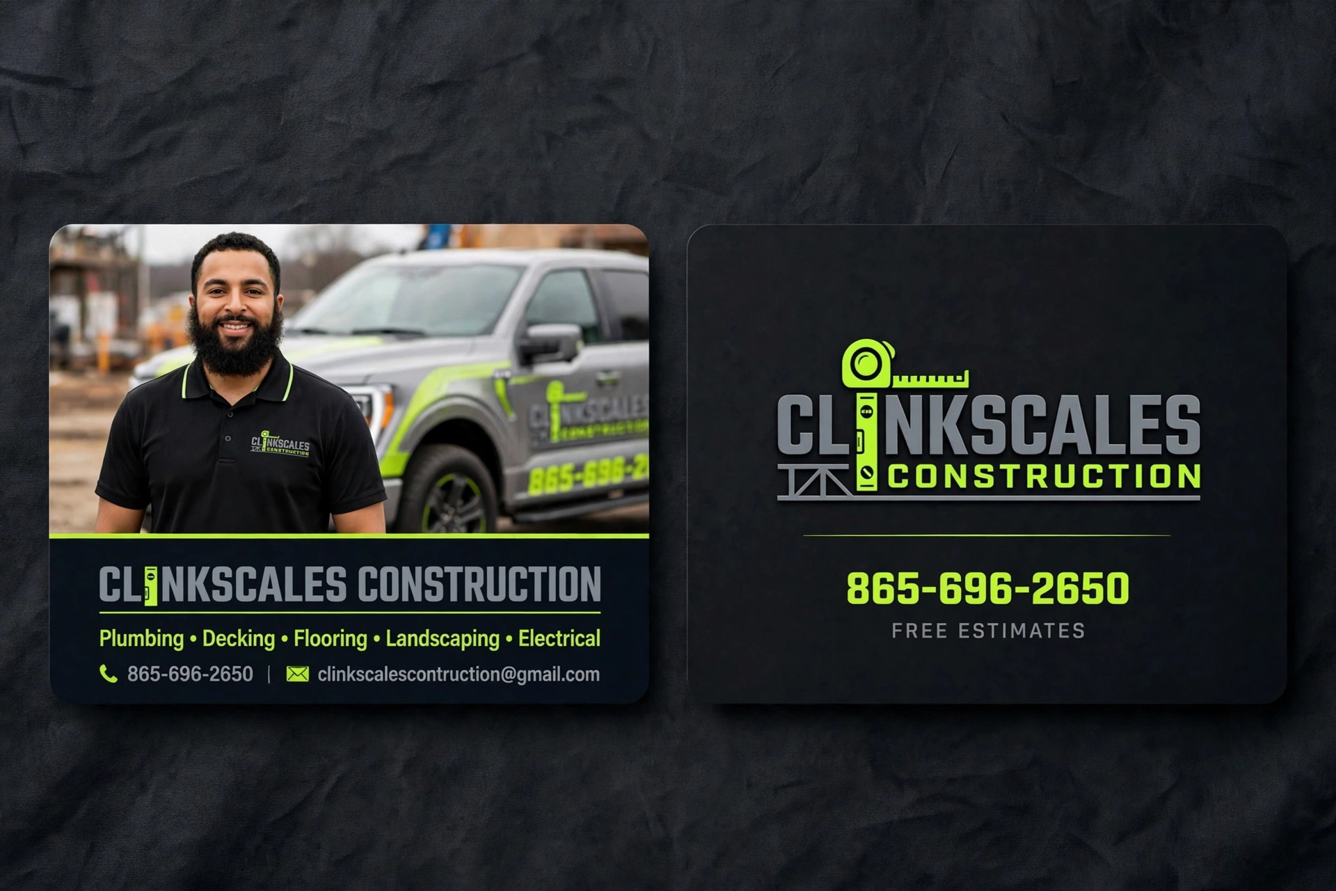 Clinkscales Construction business card